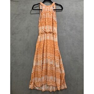 Pretty Garden Halter Maxi Dress Womens Size Small Aztec Lined Casual Beachy